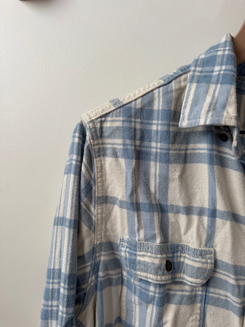 XL Blue & White Plaid Oversized Button-Up Shirt - Picture 3 of 6